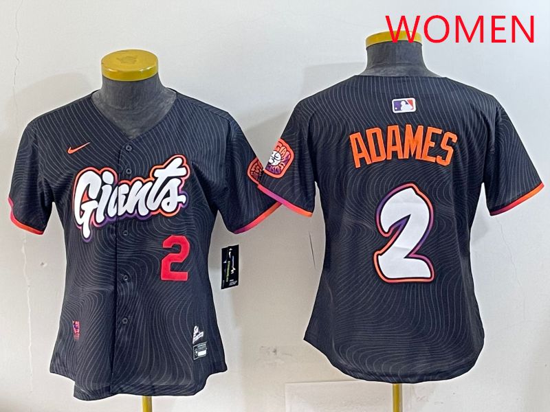 Women San Francisco Giants #2 Adames Black Joint Name Nike 2025 MLB Jersey style 3->women mlb jersey->Women Jersey
